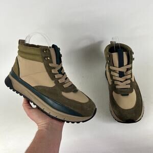 Madewell Sneakers Boot Women's 8 Green Nylon and Suede Round Toe Comfort Shoes